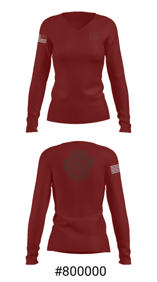 Women's Long Sleeve Vneck Shirt, Cy-Fair High School Track, Track & Field, Teamtime, Team time, sublimation, custom sports apparel, team uniforms, spirit wear, spiritwear, sports uniforms, custom shirts, team store, custom team store, fundraiser sports, apparel fundraiser