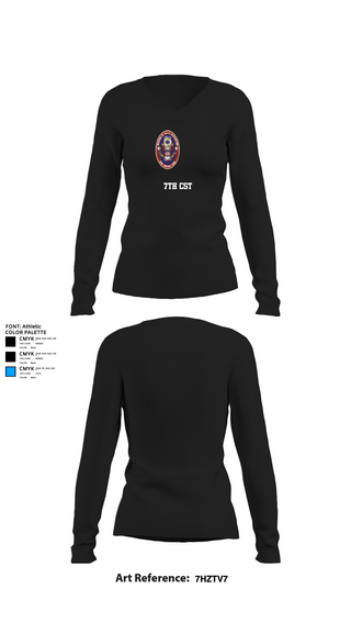 Womens Long Sleeve Vneck Shirt 1, 7th CST, Army, Teamtime, Team time, sublimation, custom sports apparel, team uniforms, spirit wear, spiritwear, sports uniforms, custom shirts, team store, custom team store, fundraiser sports, apparel fundraiser