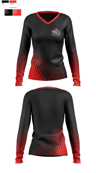 Women's Long Sleeve Vneck Shirt, Lawrence Road Middle School, , Teamtime, Team time, sublimation, custom sports apparel, team uniforms, spirit wear, spiritwear, sports uniforms, custom shirts, team store, custom team store, fundraiser sports, apparel fundraiser