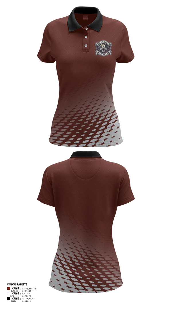 Womens Short Sleeve Performance Polo, Dead Balls Society, Bowling, Teamtime, Team time, sublimation, custom sports apparel, team uniforms, spirit wear, spiritwear, sports uniforms, custom shirts, team store, custom team store, fundraiser sports, apparel fundraiser