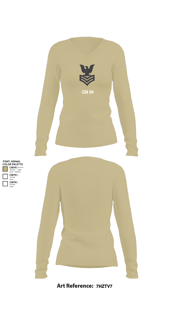 Womens Long Sleeve Vneck Shirt, CDA 64, Navy, Teamtime, Team time, sublimation, custom sports apparel, team uniforms, spirit wear, spiritwear, sports uniforms, custom shirts, team store, custom team store, fundraiser sports, apparel fundraiser