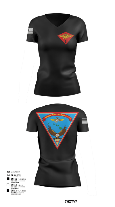 Marine Air Group 24 32391498 Women's Short Sleeve V-neck Shirt - 123