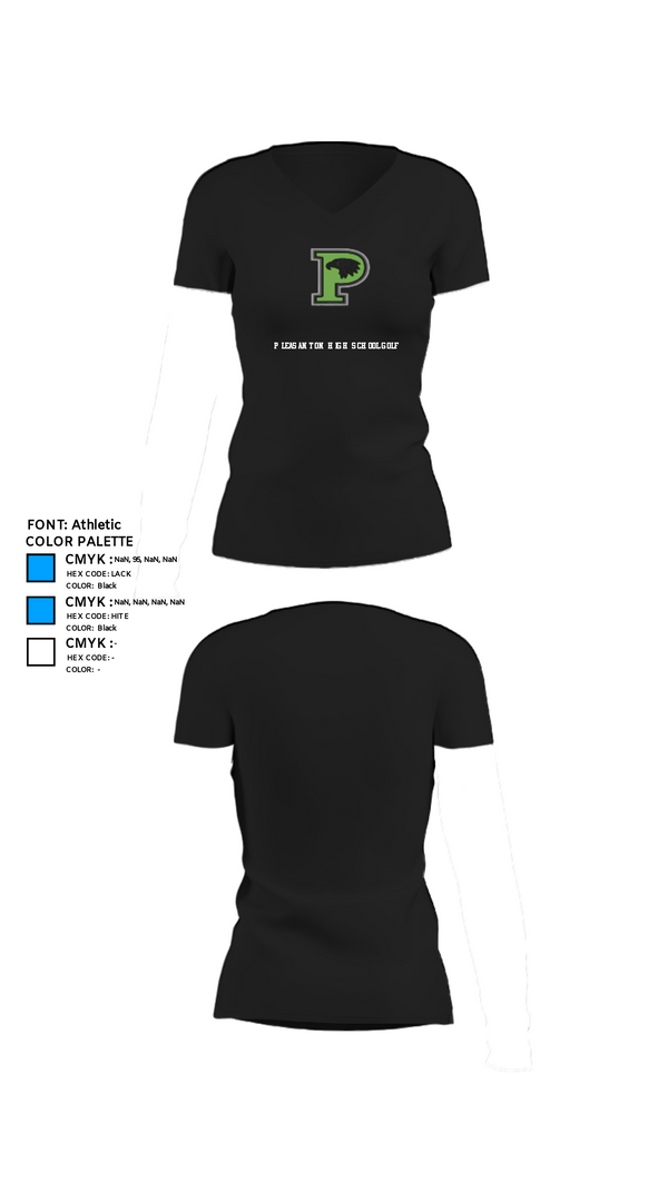 Womens Short Sleeve Vneck Shirt, Pleasanton High School Golf, Golf, Teamtime, Team time, sublimation, custom sports apparel, team uniforms, spirit wear, spiritwear, sports uniforms, custom shirts, team store, custom team store, fundraiser sports, apparel fundraiser