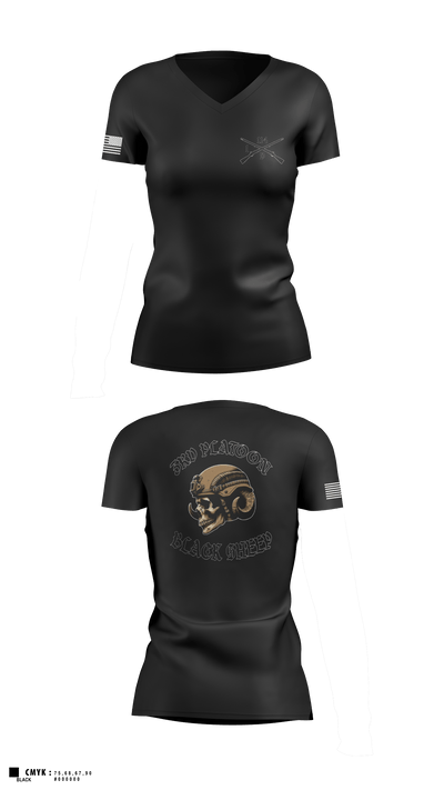 3rd PLT Black Sheep 32884167 Women's Short Sleeve V-neck Shirt - 81