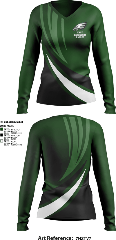 East Henderson Eagles 3372583 Women's Long Sleeve V-neck Shirt - 1