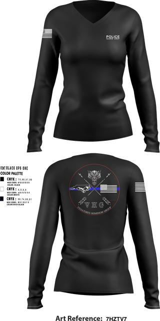 Womens Long Sleeve Vneck Shirt, VHG, Police, Teamtime, Team time, sublimation, custom sports apparel, team uniforms, spirit wear, spiritwear, sports uniforms, custom shirts, team store, custom team store, fundraiser sports, apparel fundraiser