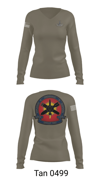 EODMU 2 47598810 Women's Long Sleeve V-neck Shirt - 73