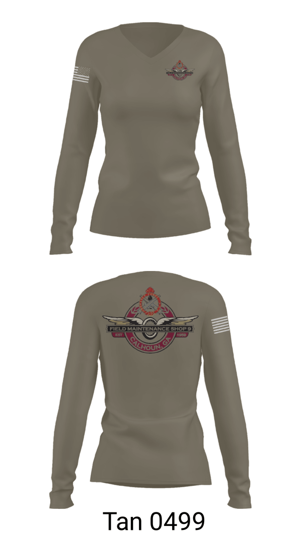 Women's Long Sleeve Vneck Shirt, FMS Calhoun, National Guard, Teamtime, Team time, sublimation, custom sports apparel, team uniforms, spirit wear, spiritwear, sports uniforms, custom shirts, team store, custom team store, fundraiser sports, apparel fundraiser