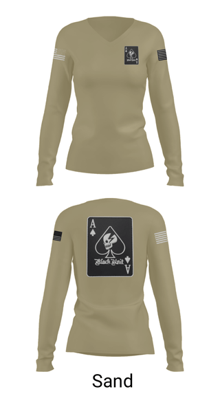 Women's Long Sleeve Vneck Shirt, Ace of spades, Army, Teamtime, Team time, sublimation, custom sports apparel, team uniforms, spirit wear, spiritwear, sports uniforms, custom shirts, team store, custom team store, fundraiser sports, apparel fundraiser