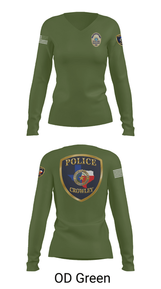 Womens Long Sleeve Vneck Shirt, Crowley Police Department, , Teamtime, Team time, sublimation, custom sports apparel, team uniforms, spirit wear, spiritwear, sports uniforms, custom shirts, team store, custom team store, fundraiser sports, apparel fundraiser