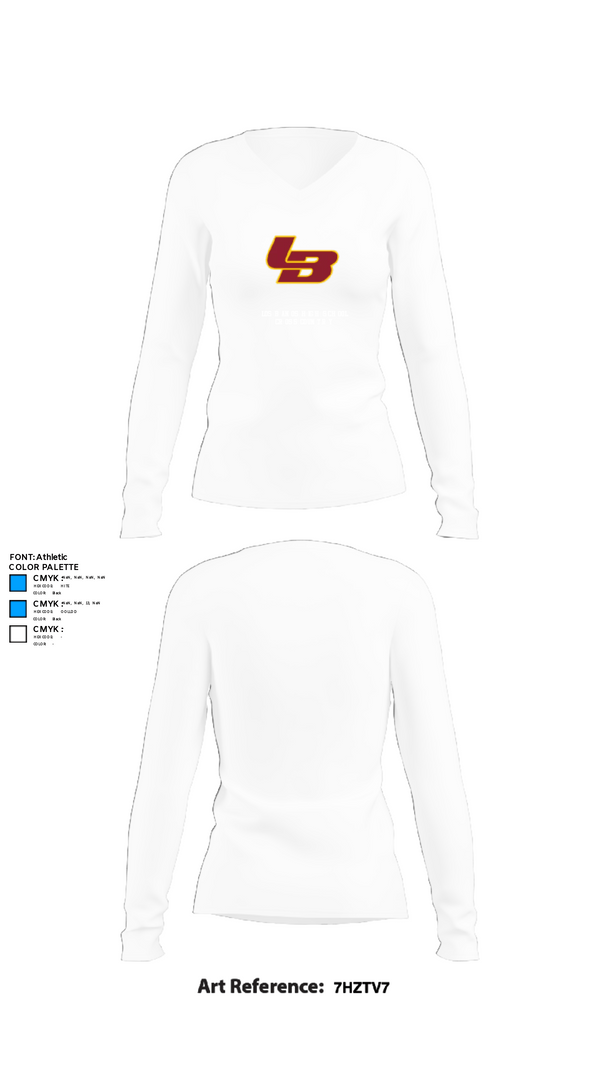 Womens Long Sleeve Vneck Shirt, Los Banos High School Cross Country, Cross Country, Teamtime, Team time, sublimation, custom sports apparel, team uniforms, spirit wear, spiritwear, sports uniforms, custom shirts, team store, custom team store, fundraiser sports, apparel fundraiser