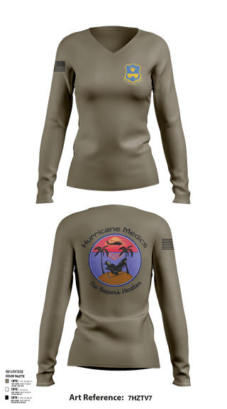 Womens Long Sleeve Vneck Shirt, 120th HHC, Army, Teamtime, Team time, sublimation, custom sports apparel, team uniforms, spirit wear, spiritwear, sports uniforms, custom shirts, team store, custom team store, fundraiser sports, apparel fundraiser
