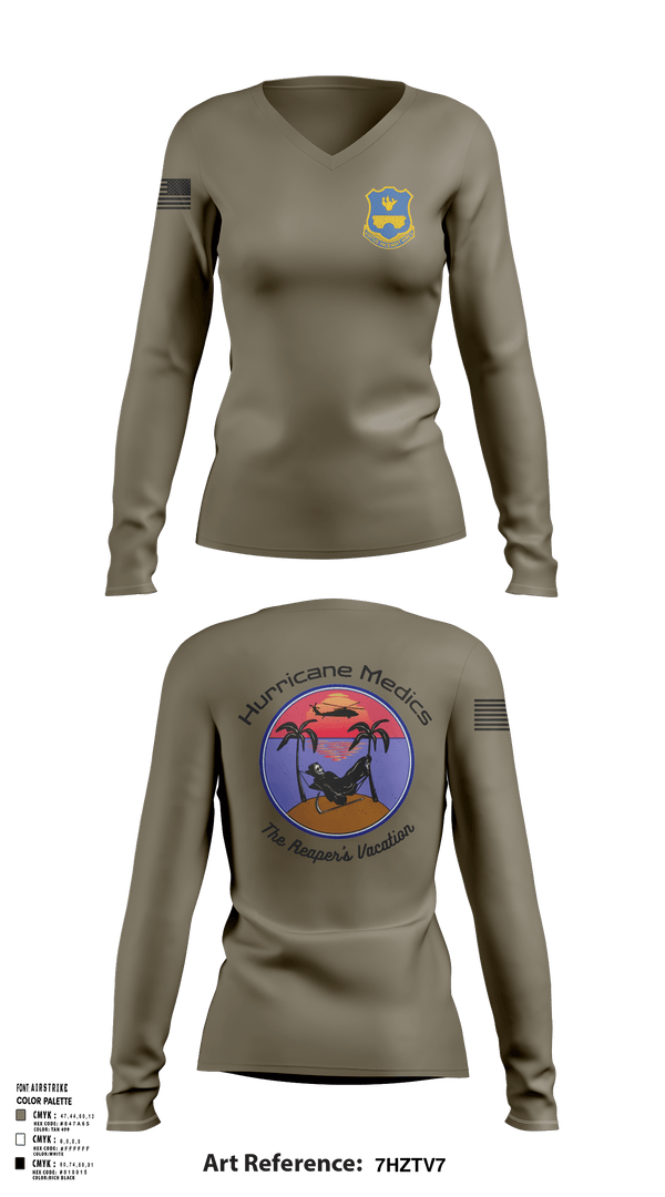 Womens Long Sleeve Vneck Shirt, 120th HHC, Army, Teamtime, Team time, sublimation, custom sports apparel, team uniforms, spirit wear, spiritwear, sports uniforms, custom shirts, team store, custom team store, fundraiser sports, apparel fundraiser