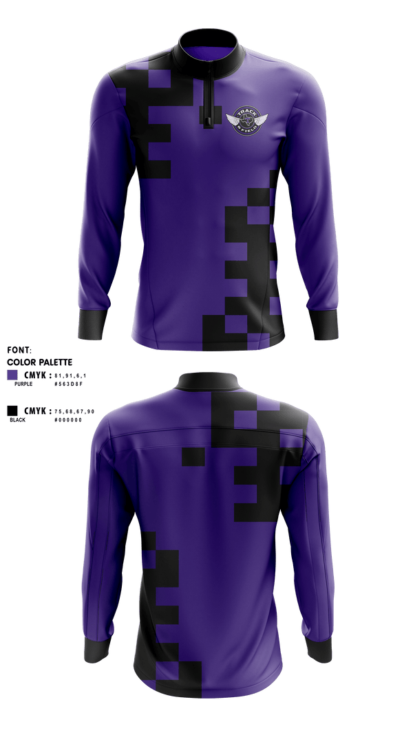 Quarter Zip Jacket, Throckmorton High School Track and Field, Track & Field, Teamtime, Team time, sublimation, custom sports apparel, team uniforms, spirit wear, spiritwear, sports uniforms, custom shirts, team store, custom team store, fundraiser sports, apparel fundraiser