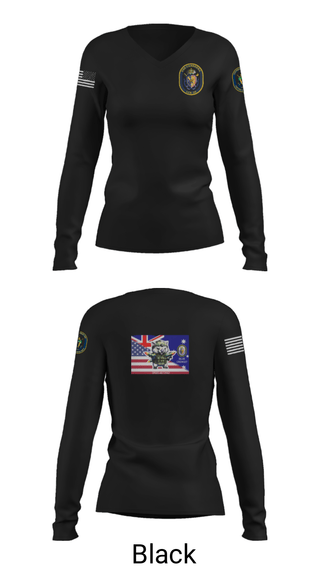 Womens Long Sleeve Vneck Shirt, USS CANBERRA (LCS 30), Navy, Teamtime, Team time, sublimation, custom sports apparel, team uniforms, spirit wear, spiritwear, sports uniforms, custom shirts, team store, custom team store, fundraiser sports, apparel fundraiser