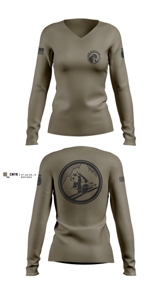 Womens Long Sleeve Vneck Shirt, Diesel, 3-71CAV, Army, Teamtime, Team time, sublimation, custom sports apparel, team uniforms, spirit wear, spiritwear, sports uniforms, custom shirts, team store, custom team store, fundraiser sports, apparel fundraiser