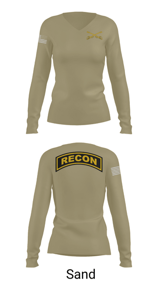 Womens Long Sleeve Vneck Shirt 1, Cowboy, Army, Teamtime, Team time, sublimation, custom sports apparel, team uniforms, spirit wear, spiritwear, sports uniforms, custom shirts, team store, custom team store, fundraiser sports, apparel fundraiser