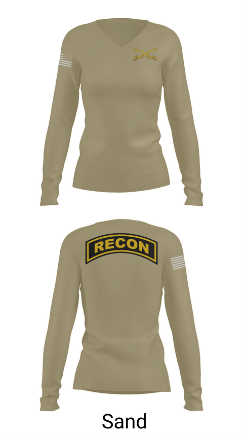 Womens Long Sleeve Vneck Shirt 1, Cowboy, Army, Teamtime, Team time, sublimation, custom sports apparel, team uniforms, spirit wear, spiritwear, sports uniforms, custom shirts, team store, custom team store, fundraiser sports, apparel fundraiser