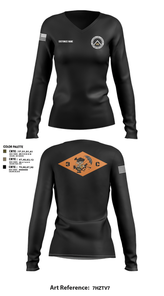 Womens Long Sleeve Vneck Shirt 1, 3rd Platoon, CCo, 1-508th PIR, , Teamtime, Team time, sublimation, custom sports apparel, team uniforms, spirit wear, spiritwear, sports uniforms, custom shirts, team store, custom team store, fundraiser sports, apparel fundraiser