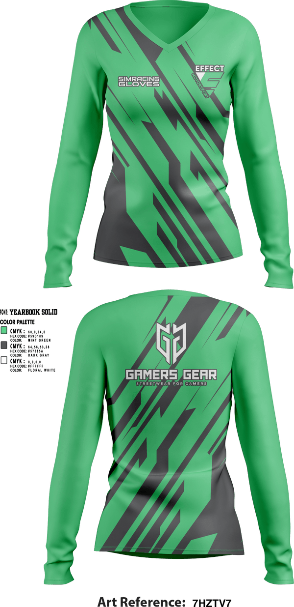 Womens Long Sleeve Vneck Shirt, Effect Motorsport, E-Sports, Teamtime, Team time, sublimation, custom sports apparel, team uniforms, spirit wear, spiritwear, sports uniforms, custom shirts, team store, custom team store, fundraiser sports, apparel fundraiser