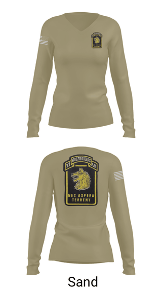 Womens Long Sleeve Vneck Shirt, Wolfhounds, Army, Teamtime, Team time, sublimation, custom sports apparel, team uniforms, spirit wear, spiritwear, sports uniforms, custom shirts, team store, custom team store, fundraiser sports, apparel fundraiser