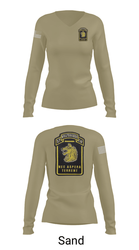 Womens Long Sleeve Vneck Shirt, Wolfhounds, Army, Teamtime, Team time, sublimation, custom sports apparel, team uniforms, spirit wear, spiritwear, sports uniforms, custom shirts, team store, custom team store, fundraiser sports, apparel fundraiser