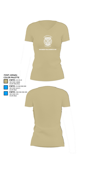 Womens Short Sleeve Vneck Shirt, San Marcos Police Mounted Unit, , Teamtime, Team time, sublimation, custom sports apparel, team uniforms, spirit wear, spiritwear, sports uniforms, custom shirts, team store, custom team store, fundraiser sports, apparel fundraiser