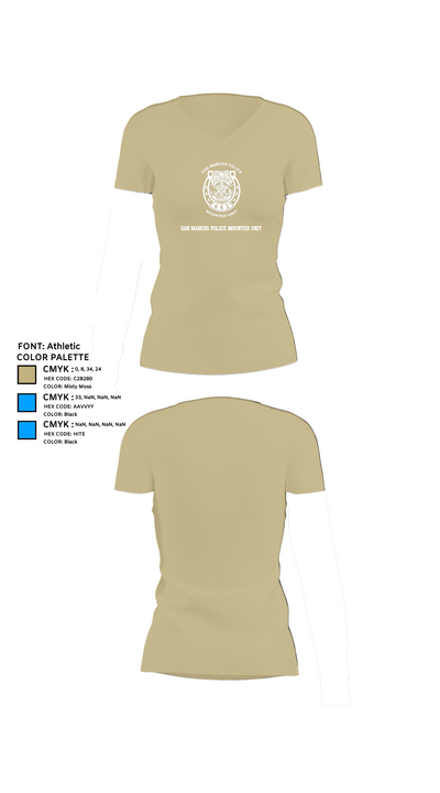 San Marcos Police Mounted Unit 48191371 Women's Short Sleeve V-neck Shirt - 80