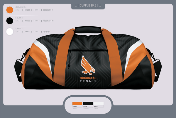 Duffle Bag, Mcdonogh Girls Tennis, Tennis, Teamtime, Team time, sublimation, custom sports apparel, team uniforms, spirit wear, spiritwear, sports uniforms, custom shirts, team store, custom team store, fundraiser sports, apparel fundraiser