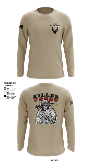Long Sleeve Performance Shirt, 3/2CR Killer Troop, Army, Teamtime, Team time, sublimation, custom sports apparel, team uniforms, spirit wear, spiritwear, sports uniforms, custom shirts, team store, custom team store, fundraiser sports, apparel fundraiser
