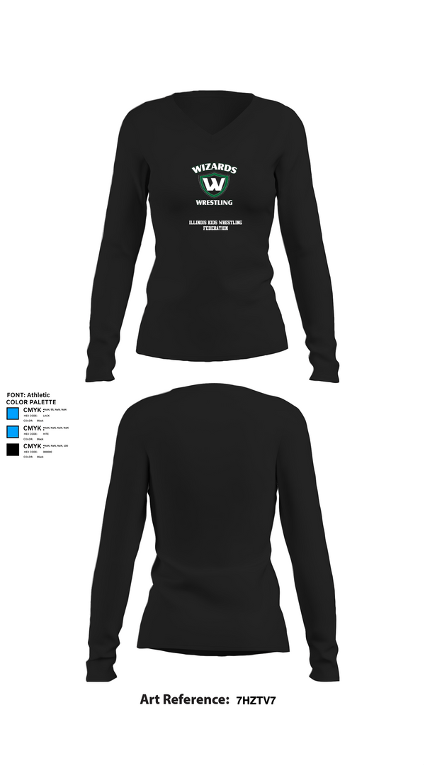 Womens Long Sleeve Vneck Shirt 1, Illinois Kids Wrestling Federation, Wrestling, Teamtime, Team time, sublimation, custom sports apparel, team uniforms, spirit wear, spiritwear, sports uniforms, custom shirts, team store, custom team store, fundraiser sports, apparel fundraiser