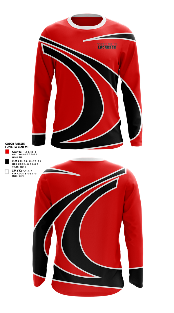 Long Sleeve Performance Shirt, Woodland Warriors Lacrosse, Men's Lacrosse, Teamtime, Team time, sublimation, custom sports apparel, team uniforms, spirit wear, spiritwear, sports uniforms, custom shirts, team store, custom team store, fundraiser sports, apparel fundraiser