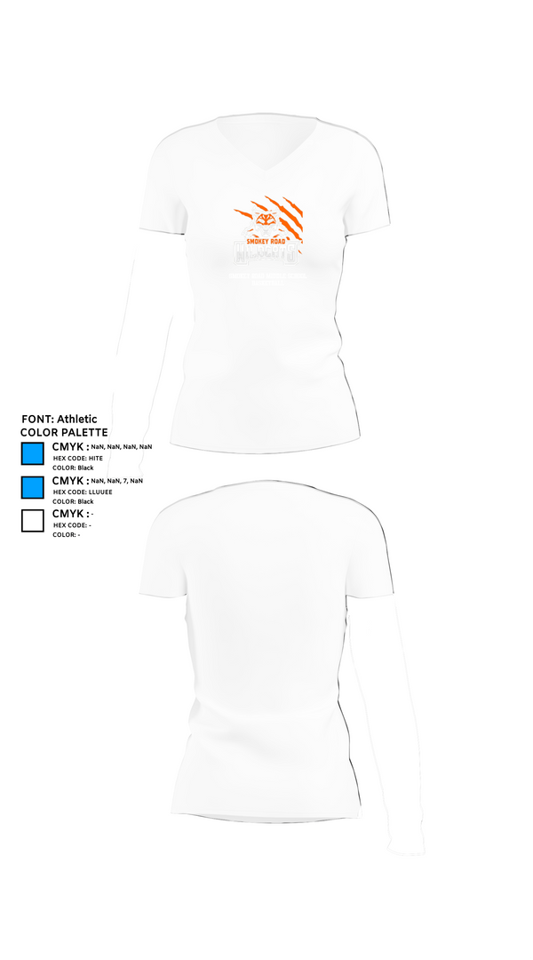 Womens Short Sleeve Vneck Shirt, Smokey Road Middle School Basketball, Women's Basketball, Teamtime, Team time, sublimation, custom sports apparel, team uniforms, spirit wear, spiritwear, sports uniforms, custom shirts, team store, custom team store, fundraiser sports, apparel fundraiser