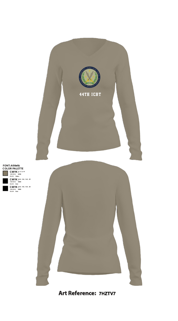 Women's Long Sleeve Vneck Shirt, 44th ICBT, National Guard, Teamtime, Team time, sublimation, custom sports apparel, team uniforms, spirit wear, spiritwear, sports uniforms, custom shirts, team store, custom team store, fundraiser sports, apparel fundraiser