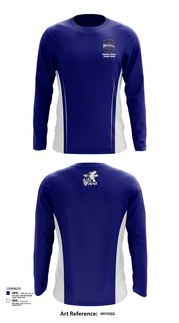 Long Sleeve Performance Shirt, Shawnee Middle School Cheer, Cheer, Teamtime, Team time, sublimation, custom sports apparel, team uniforms, spirit wear, spiritwear, sports uniforms, custom shirts, team store, custom team store, fundraiser sports, apparel fundraiser