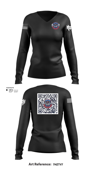 Womens Long Sleeve Vneck Shirt, Muscle Maker Academy, , Teamtime, Team time, sublimation, custom sports apparel, team uniforms, spirit wear, spiritwear, sports uniforms, custom shirts, team store, custom team store, fundraiser sports, apparel fundraiser