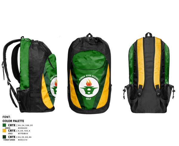 Gear Bag, Huron High School Golf, Golf, Teamtime, Team time, sublimation, custom sports apparel, team uniforms, spirit wear, spiritwear, sports uniforms, custom shirts, team store, custom team store, fundraiser sports, apparel fundraiser