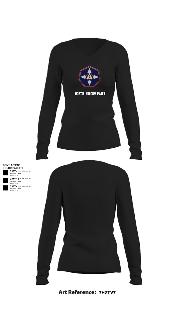 Women's Long Sleeve Vneck Shirt, 909th HR Company, Army, Teamtime, Team time, sublimation, custom sports apparel, team uniforms, spirit wear, spiritwear, sports uniforms, custom shirts, team store, custom team store, fundraiser sports, apparel fundraiser