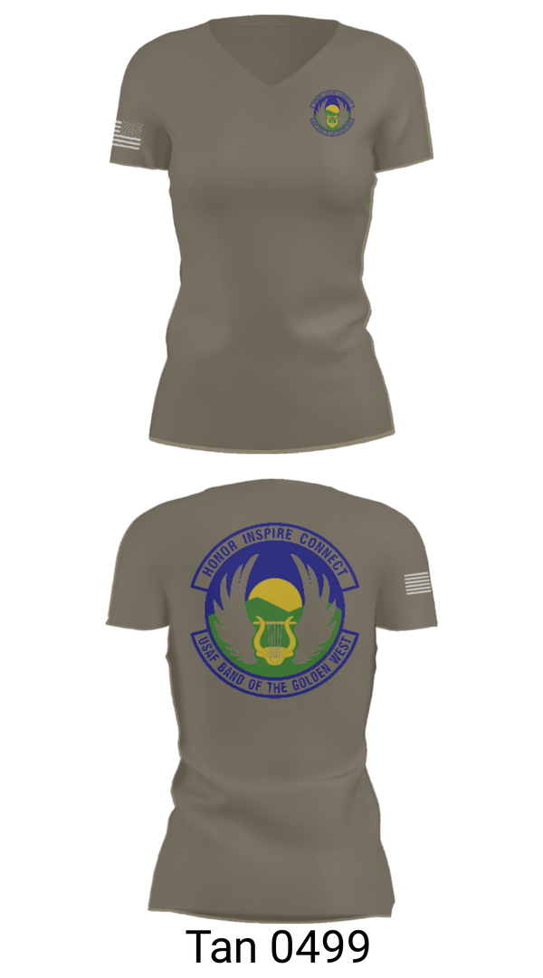 Women's Short Sleeve Vneck Shirt, USAF Band of the Golden West, , Teamtime, Team time, sublimation, custom sports apparel, team uniforms, spirit wear, spiritwear, sports uniforms, custom shirts, team store, custom team store, fundraiser sports, apparel fundraiser