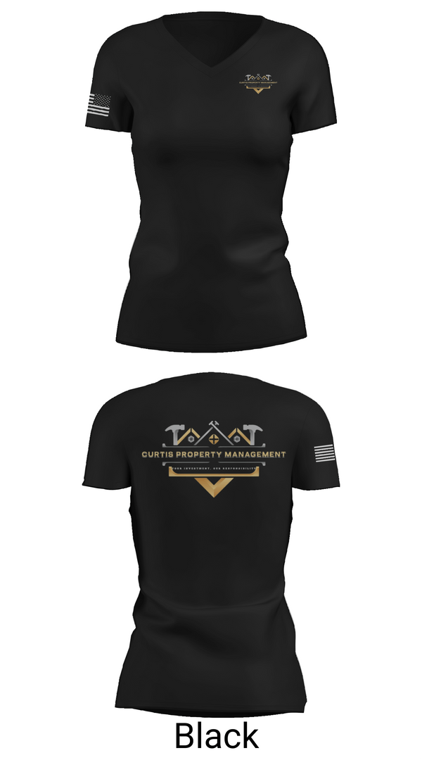 Womens Short Sleeve Vneck Shirt, Curtis Property Management, , Teamtime, Team time, sublimation, custom sports apparel, team uniforms, spirit wear, spiritwear, sports uniforms, custom shirts, team store, custom team store, fundraiser sports, apparel fundraiser
