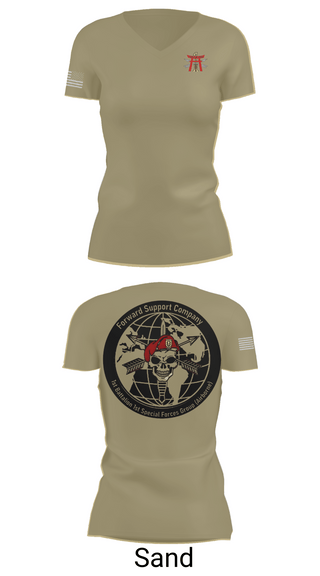 Womens Short Sleeve Vneck Shirt, FSC 1-1SFG, Army, Teamtime, Team time, sublimation, custom sports apparel, team uniforms, spirit wear, spiritwear, sports uniforms, custom shirts, team store, custom team store, fundraiser sports, apparel fundraiser