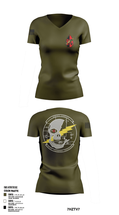 7th Communication Bn 61854612 Women's Short Sleeve V-neck Shirt - 123
