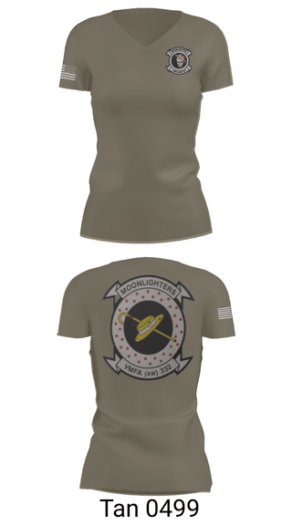 Womens Short Sleeve Vneck Shirt, VMFA-332 The Moonlighters, Marines, Teamtime, Team time, sublimation, custom sports apparel, team uniforms, spirit wear, spiritwear, sports uniforms, custom shirts, team store, custom team store, fundraiser sports, apparel fundraiser