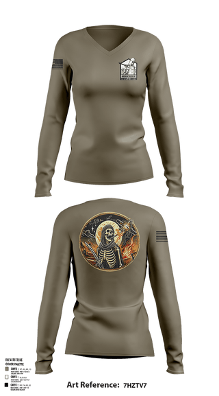 Womens Long Sleeve Vneck Shirt, 1-144 FA BN, National Guard, Teamtime, Team time, sublimation, custom sports apparel, team uniforms, spirit wear, spiritwear, sports uniforms, custom shirts, team store, custom team store, fundraiser sports, apparel fundraiser