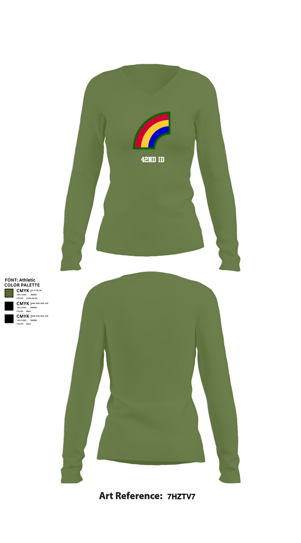 Womens Long Sleeve Vneck Shirt, 42nd ID, Army, Teamtime, Team time, sublimation, custom sports apparel, team uniforms, spirit wear, spiritwear, sports uniforms, custom shirts, team store, custom team store, fundraiser sports, apparel fundraiser