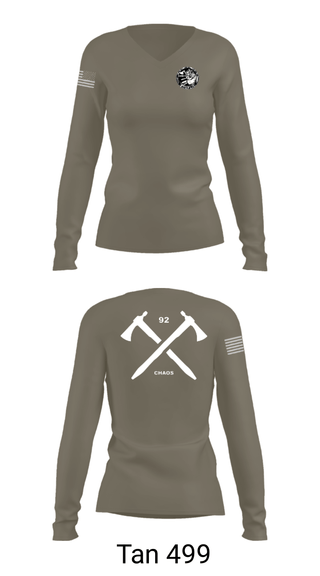 Women's Long Sleeve Vneck Shirt, C Co 92nd CA, Army, Teamtime, Team time, sublimation, custom sports apparel, team uniforms, spirit wear, spiritwear, sports uniforms, custom shirts, team store, custom team store, fundraiser sports, apparel fundraiser