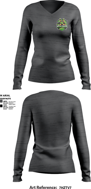 Womens Long Sleeve Vneck Shirt, Mowbros, , Teamtime, Team time, sublimation, custom sports apparel, team uniforms, spirit wear, spiritwear, sports uniforms, custom shirts, team store, custom team store, fundraiser sports, apparel fundraiser