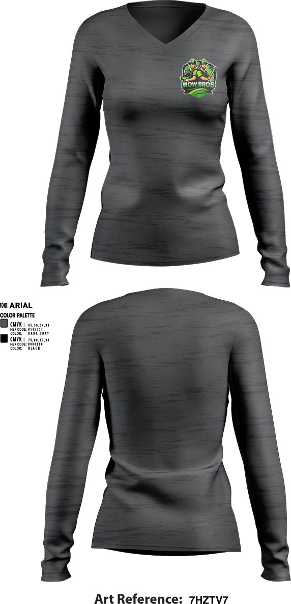 Womens Long Sleeve Vneck Shirt, Mowbros, , Teamtime, Team time, sublimation, custom sports apparel, team uniforms, spirit wear, spiritwear, sports uniforms, custom shirts, team store, custom team store, fundraiser sports, apparel fundraiser