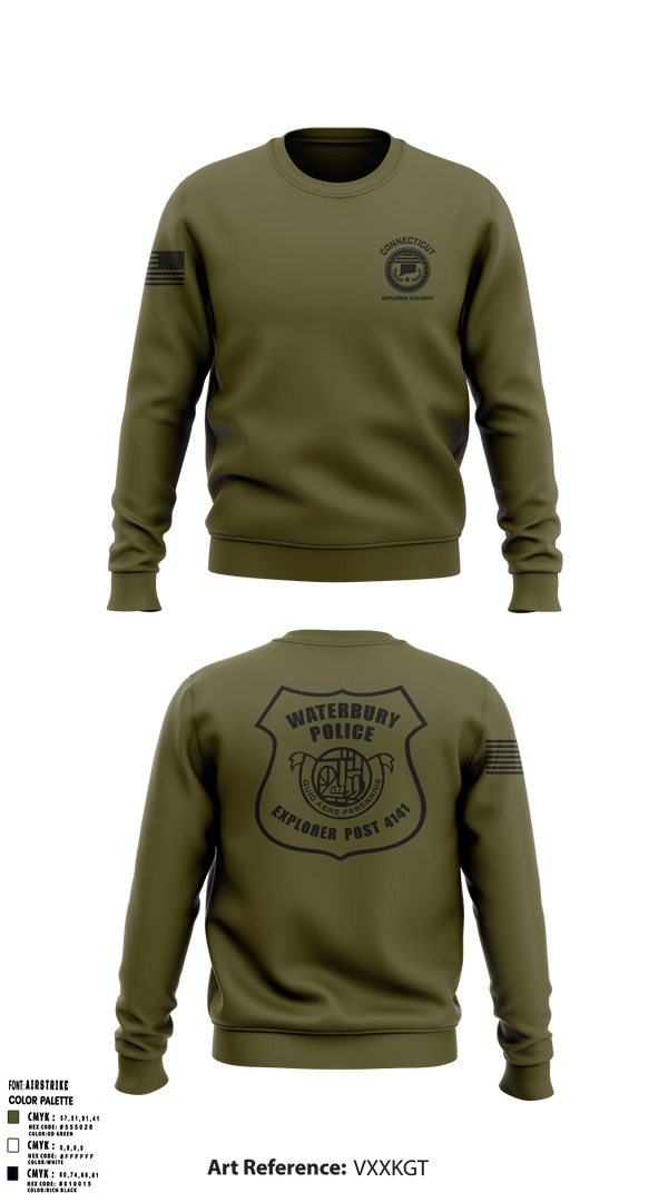 Crew Neck Sweatshirt, Waterbury Police Explorers, , Teamtime, Team time, sublimation, custom sports apparel, team uniforms, spirit wear, spiritwear, sports uniforms, custom shirts, team store, custom team store, fundraiser sports, apparel fundraiser