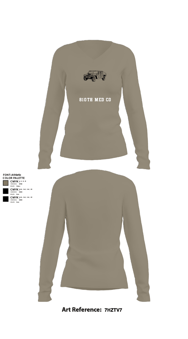 Womens Long Sleeve Vneck Shirt, 810th med co, Army, Teamtime, Team time, sublimation, custom sports apparel, team uniforms, spirit wear, spiritwear, sports uniforms, custom shirts, team store, custom team store, fundraiser sports, apparel fundraiser